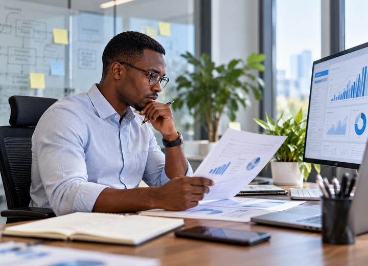 Professionnels africains en réunion de conseil — image générée